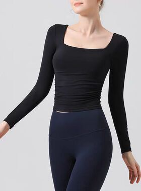 带胸垫裸感瑜伽服女长袖T恤(LUWX1108)