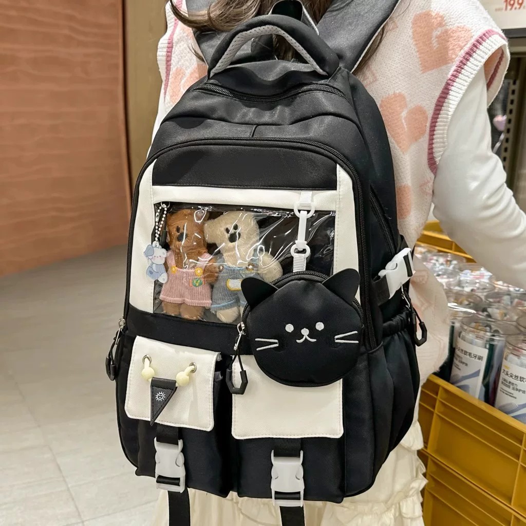 黑色书包小学生初中生2026新款女生高颜值大容量女孩痛包双肩包女
