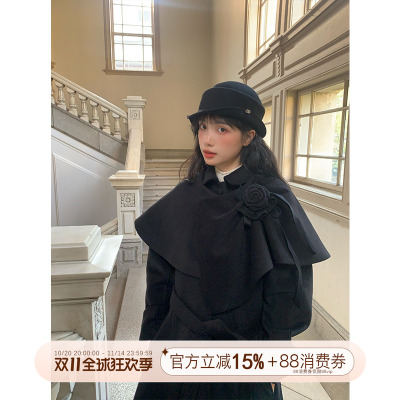 霍里德地图千金风斗篷披肩大衣