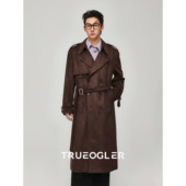 过膝宽松休闲高级感大衣春季 麂皮绒感风衣外套男长款 时尚 储格