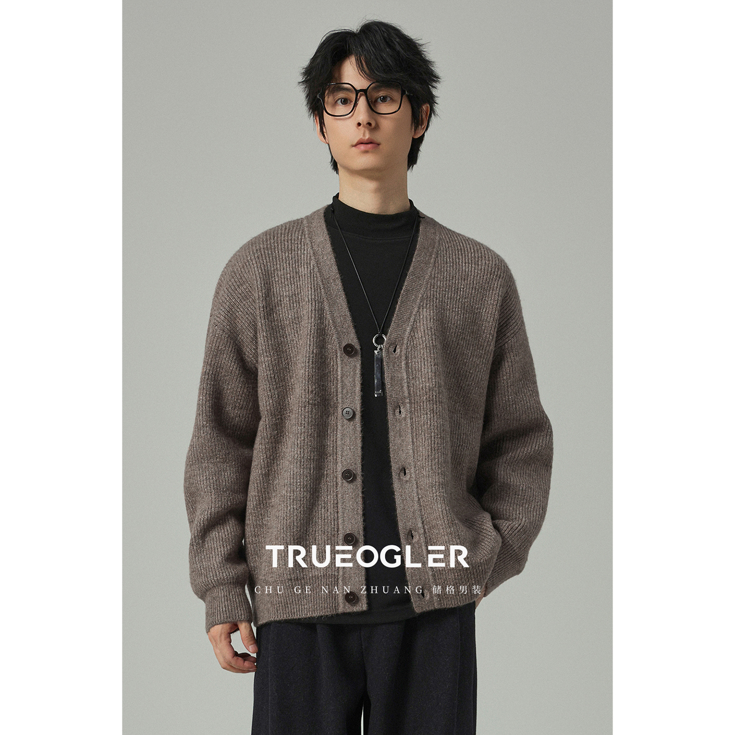 重磅经典V领针织开衫男加厚