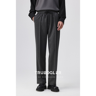 男宽松直筒西装 犀牛折松紧腰休闲西裤 裤 垂感25春季 子 长裤 储格