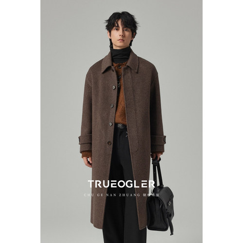 双面羊毛呢大衣男中长款过膝