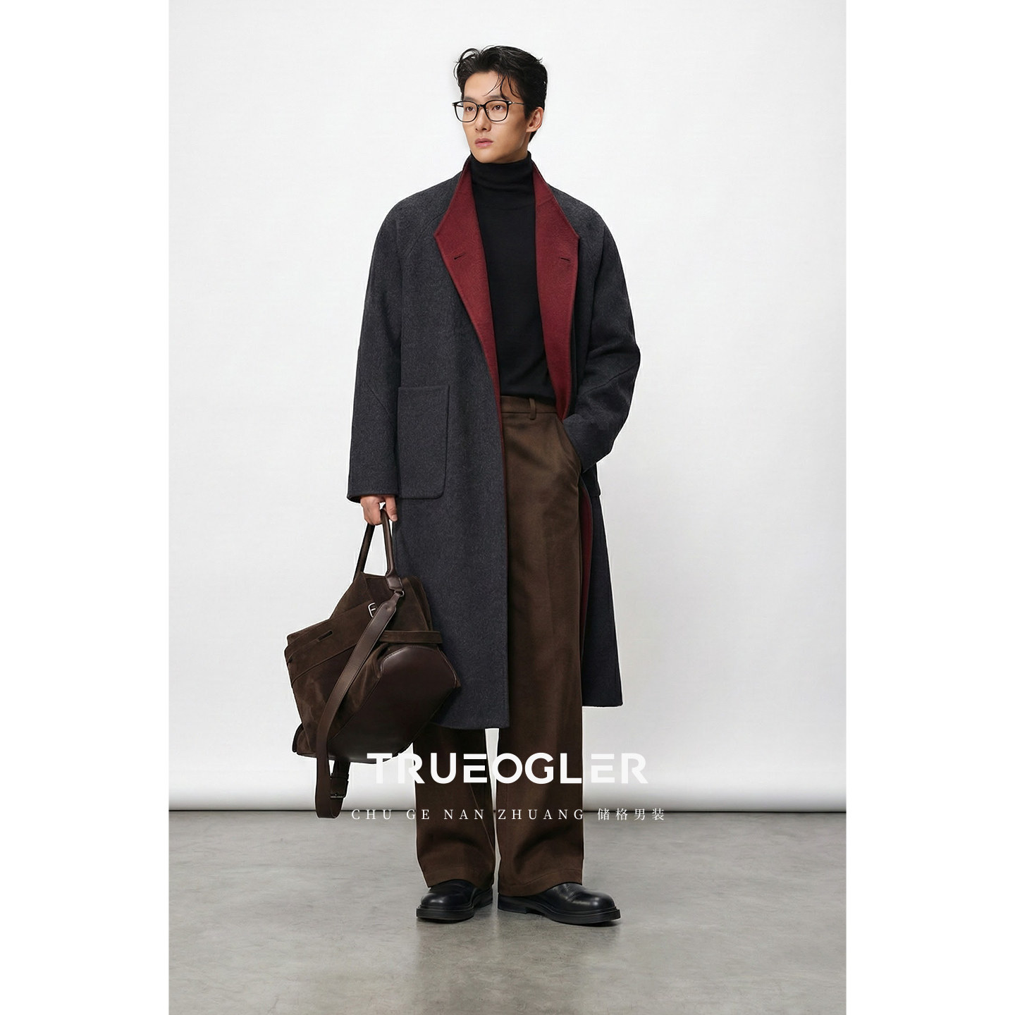 【储格】双色双面羊毛呢子大衣男中长款过膝外套两面穿加厚风衣,男装,毛呢大衣,淘宝优惠券,粉丝福利购,淘宝优惠卷