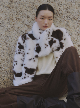 SLO“野生温度”毛绒围巾定制奶牛纹豹纹环保毛时髦复古保暖围脖