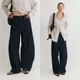 阔腿长裤 SLO 子 水洗牛仔裤 女2025新款 倪妮同款 解构弯刀裤