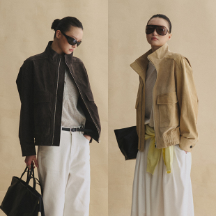 廓形复古老钱都市时髦猪皮衣外套 真皮夹克经典 SLO 加州旧影