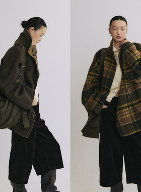 SLO“克洛伊”双面呢羊毛外套女款2025新款可两面穿短款呢子大衣