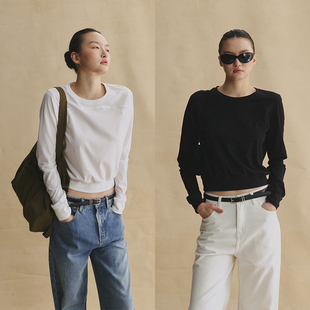 SLO 高支高密全棉环保染色正肩圆领显瘦时髦Tt恤女 满分建模tee