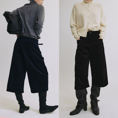 SLO“奈良初冬”灯芯绒七分裤女