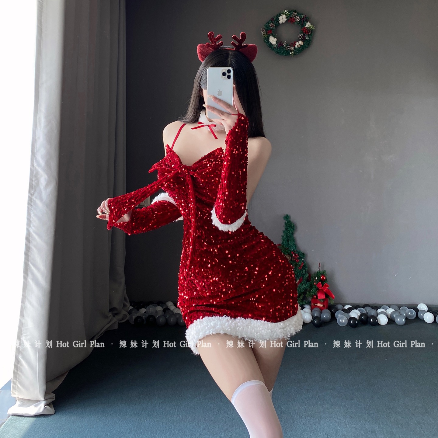 辣妹计划：圣诞战袍*红色连衣裙氛围感cospaly制服圣诞节穿搭qqny