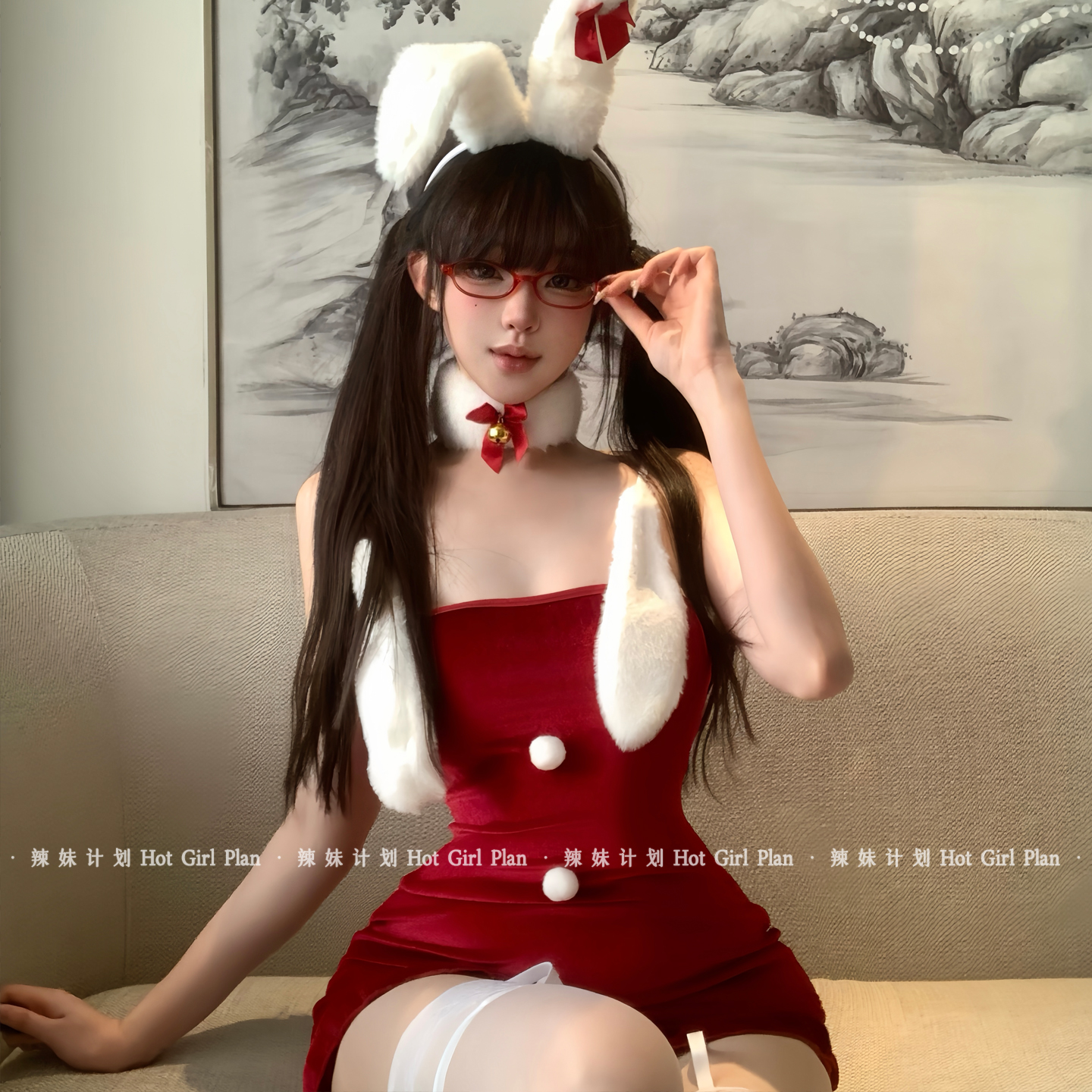 辣妹计划：圣诞战袍*性感诱惑兔女郎cos制服qqny情侣趣味内衣套装