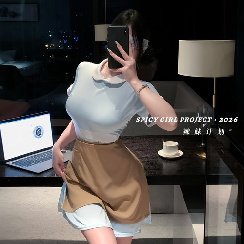 辣妹计划~好利来甜美工作服御姐风短裙cos服务员制服性感纯欲套装