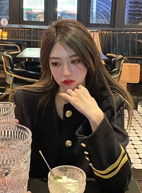 Cjxnh海军风短外套小香风法式韩版百搭上衣女秋羊绒气质显瘦高级