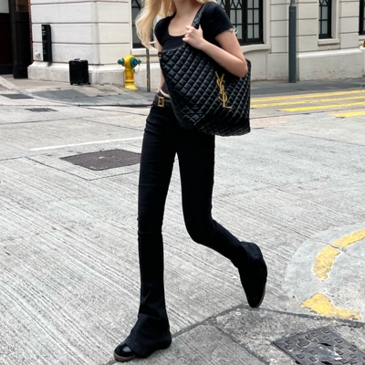 显瘦加绒马蹄裤修身长裤黑秋冬