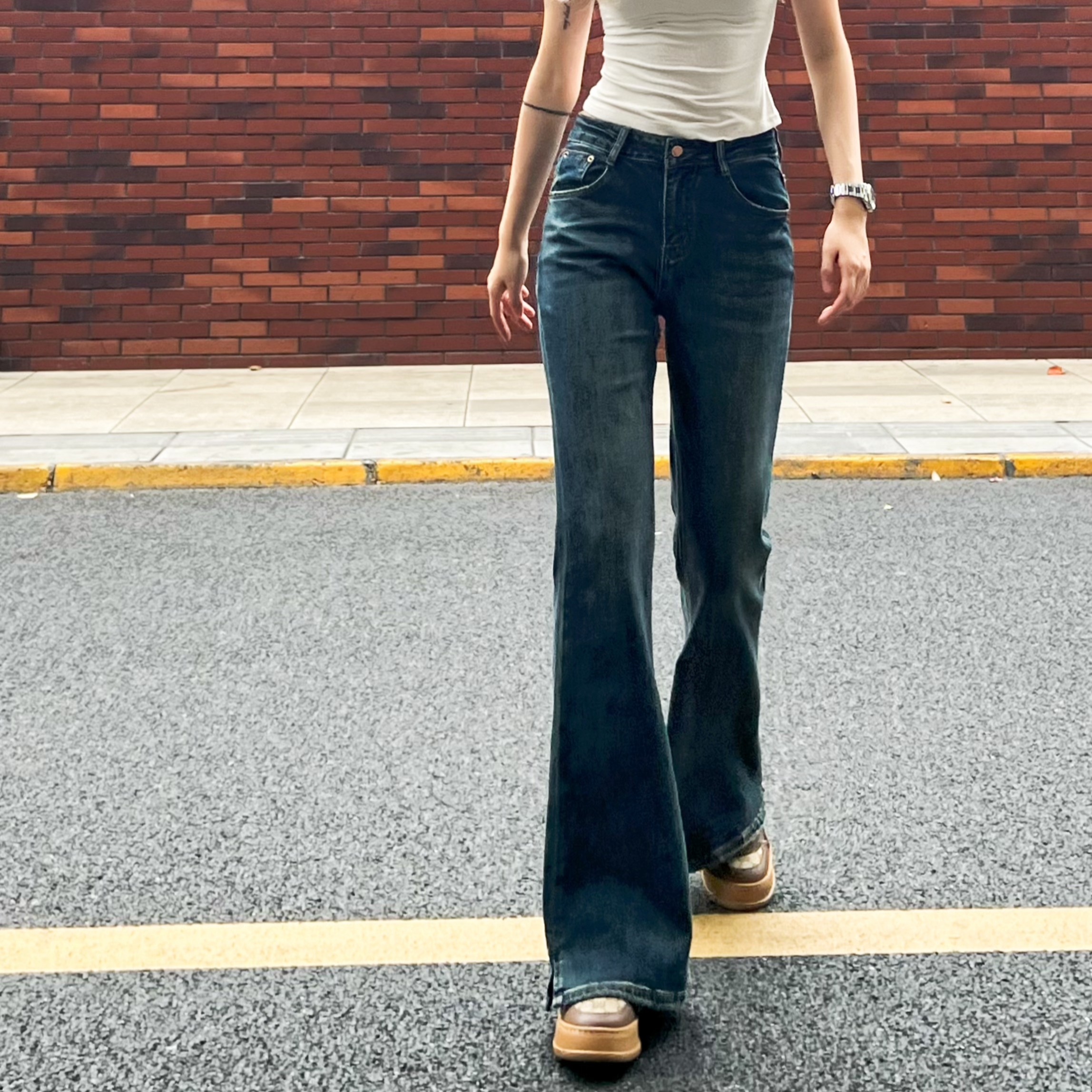 Cjxnh开叉微喇牛仔长裤 超显腿长遮肉显瘦高妹神裤23秋冬女裤拖地,女装/女士精品,牛仔裤,淘宝优惠券,粉丝福利购,淘宝优惠卷