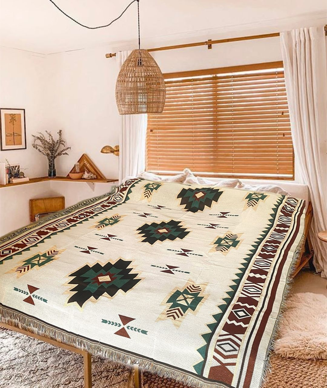 外贸几何民族风毯子棉毯子彩色