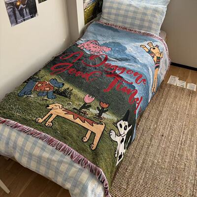 A dog gone good time氛围感 韩式博主创意风景小狗盖毯