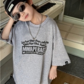 复古潮磨破字母纯棉230g男女童洋气短袖 Korea韩版 童装