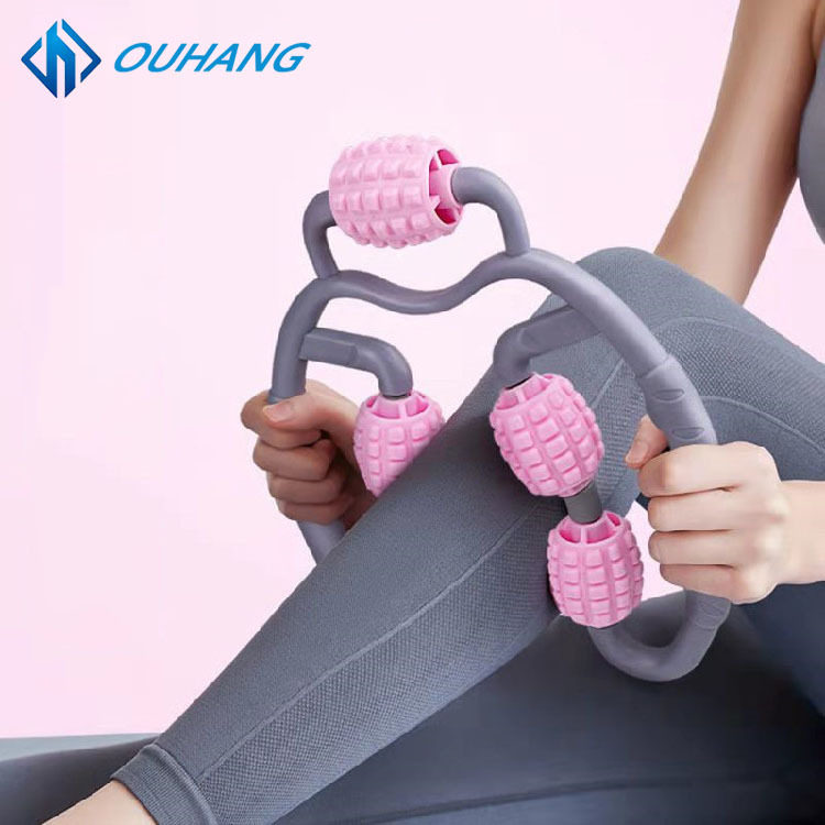 新款环形夹小腿部按器美腿夹手持肌肉消除放松器瑜伽滚轮瘦腿环