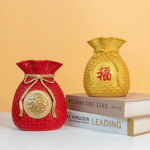 福袋花瓶摆件钱袋花插树脂工居喜庆客厅玄关乔迁礼物礼