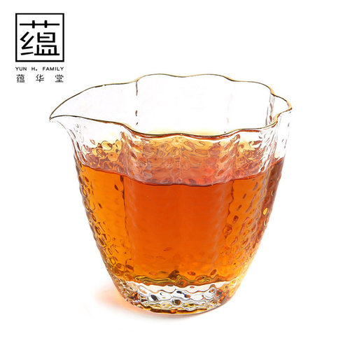 日式海棠锤纹玻璃公道杯创意加厚耐热高温茶海分茶器泡茶利器