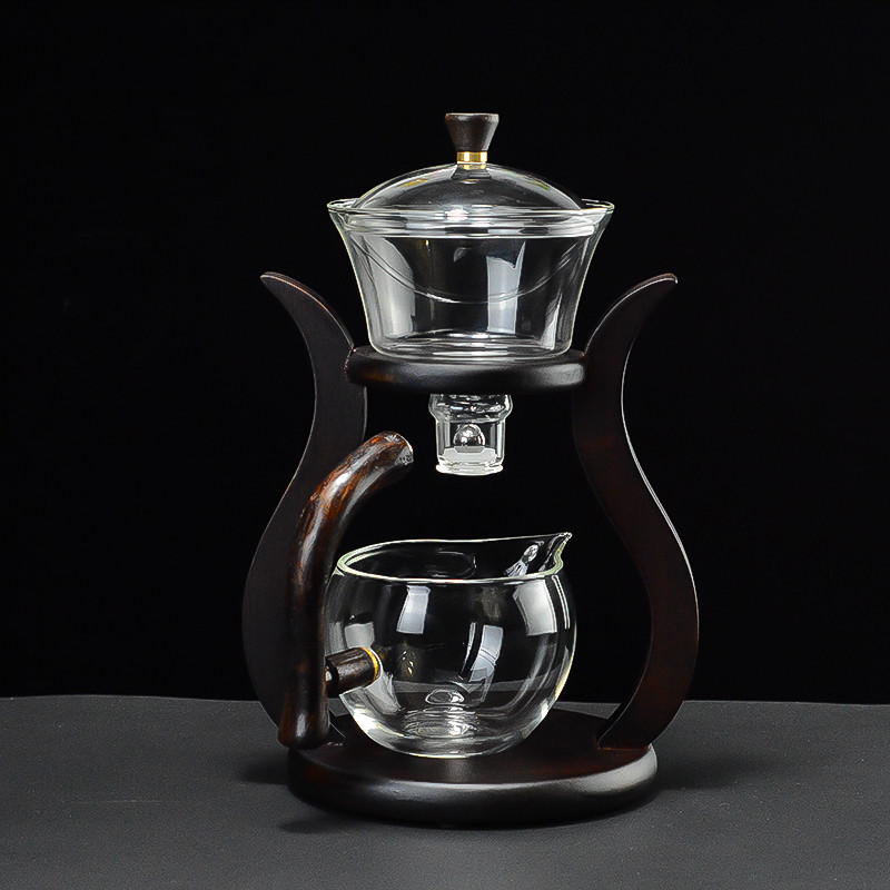 宫灯玻璃懒人功夫茶具套装家用透明磁吸出水半自动泡茶器茶具套装