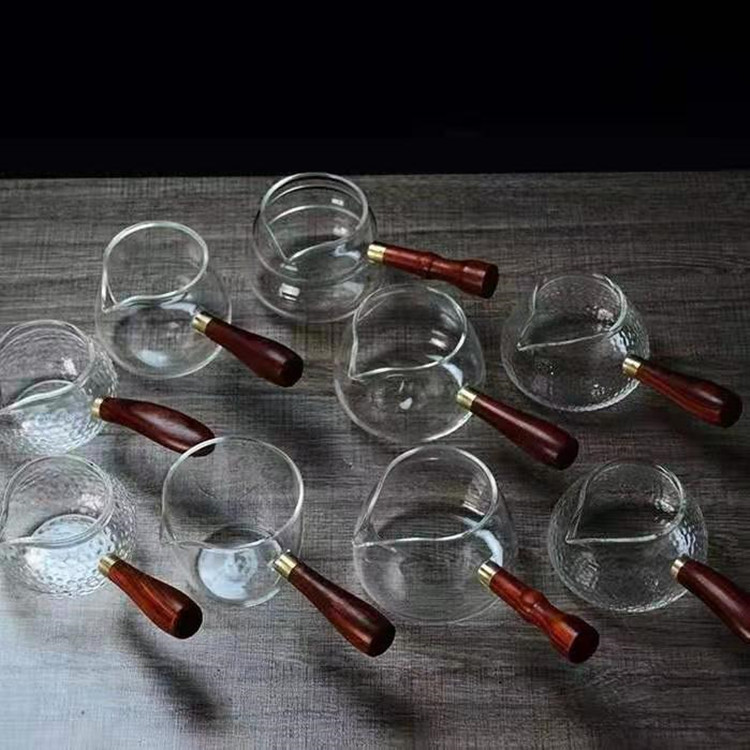 公道杯玻璃功夫茶具家居分茶器手工茶杯高硼硅玻璃木把侧把加厚