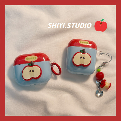 韩系ins蓝红拼色立体苹果适用AirPods4保护套新款iPod苹果耳机壳1/2代无线蓝牙3代airpodspro2代软防摔保护壳