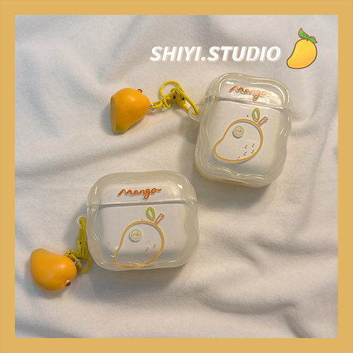 透黄简约小众线条芒果适用AirPods4保护套新款Pro2苹果耳机壳小清新1/2代蓝牙3代airpodspro三代软防摔保护壳