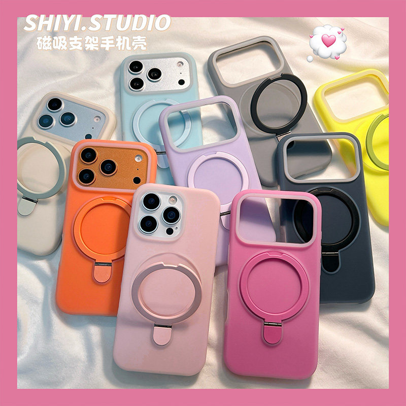 韩系ins纯色果冻支点支架适用苹果17promax手机壳16pro新款iphon17情侣15pro女款15硅胶14防摔13小众高级软壳