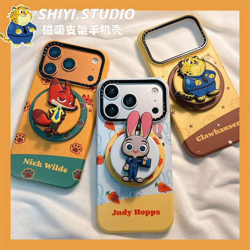 动物城豹子兔子狐狸磁吸支架适用苹果17promax手机壳16pro新款iphon17日韩15pro女款15菲林14防摔13可爱硬壳