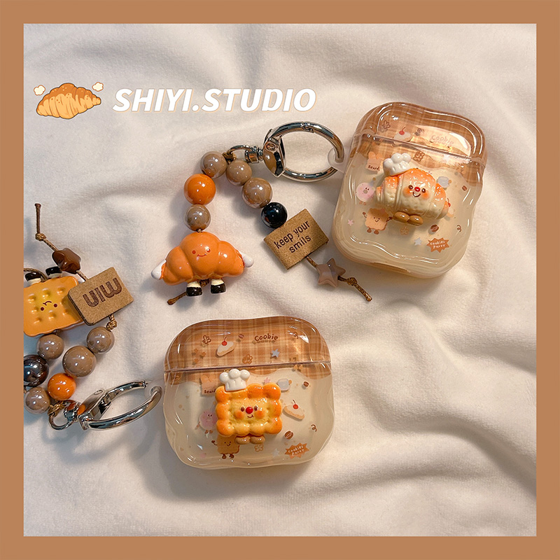 jellycat牛角包饼干挂饰适用AirPods4保护套新款Pro2苹果耳机壳可爱1/2代蓝牙3代airpodspro三代软防摔保护壳