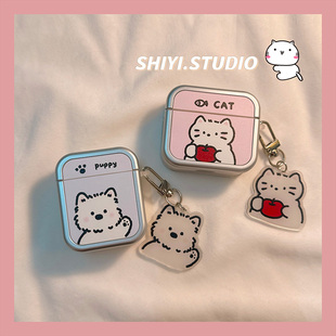 可爱苹果猫咪小狗情侣适用AirPods4保护套新款iPod苹果耳机壳1/2代无线蓝牙新3代airpodspro2代软防摔保护壳