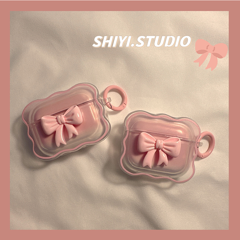 ins少女粉立体蝴蝶结网红耳机套