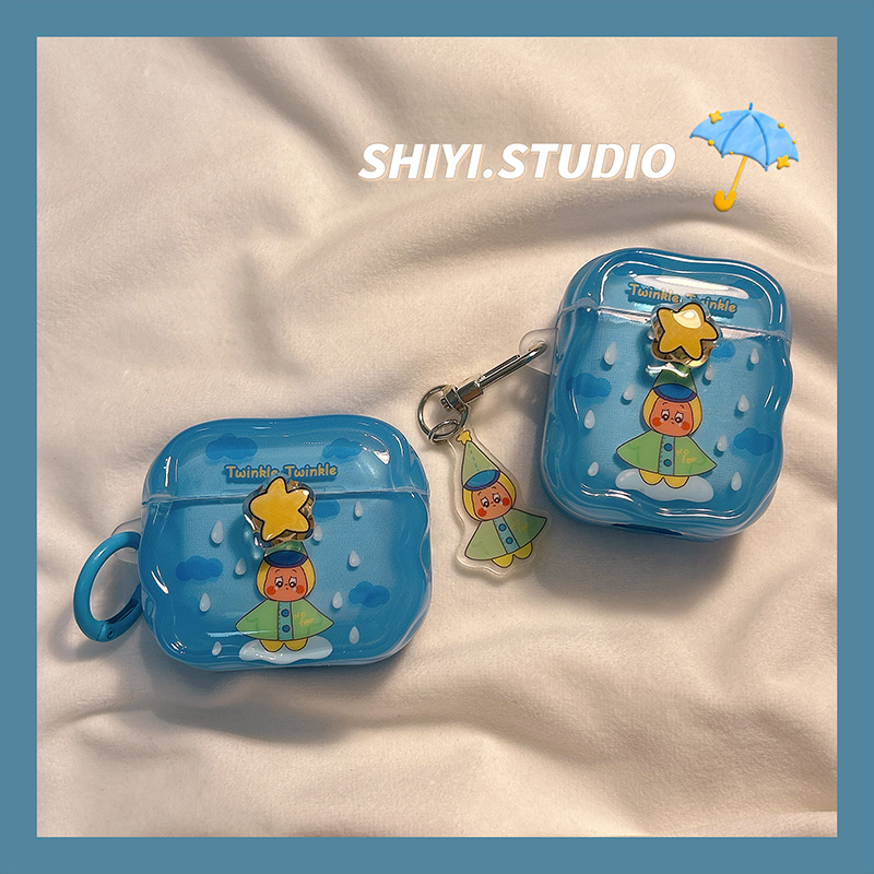 软萌可爱雨衣星星人适用AirPods4保护套新款Pro2苹果耳机壳卡通1/2代无线蓝牙3代airpodspro第三代防摔耳机套