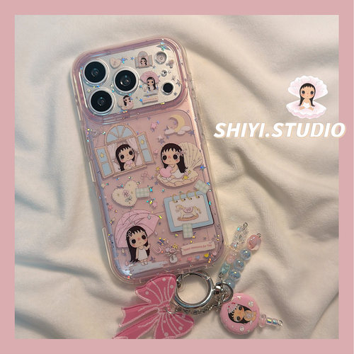 透粉色雨伞窗户小玉女孩闪闪适用苹果18promax手机壳17pro新款iphon17可爱15pro少女心16pm硅胶16Pro防摔硬壳