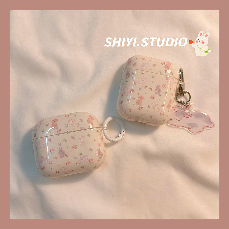 韩风复古花朵兔子适用AirPods4保护套新款iPod苹果耳机壳