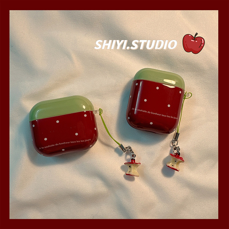 ins圣诞平安果波点适用AirPods4保护套新款iPod苹果耳