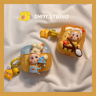 可爱电话粥香蕉船星星人适用AirPods4保护套新款Pro2苹果耳机壳1/2代无线蓝牙3代airpodspro第三代防摔耳机套