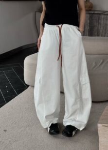2026夏季新款时尚百搭松紧腰抽绳束脚休闲工装裤女简约显瘦