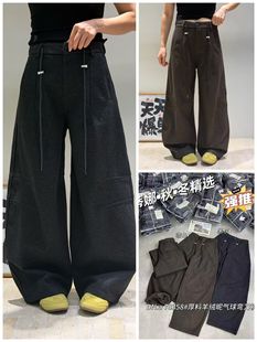 蒂娜2025秋新款时尚百搭松紧腰抽绳休闲裤女洋气减龄弯刀裤气球裤