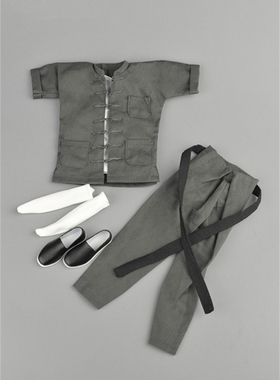 ZYTOYS ZY5048 1/6兵人衣服模型 李小龙功夫装 灰色短袖唐装 现货