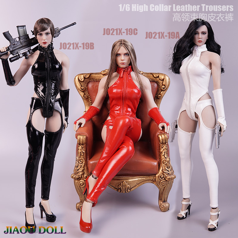 1/6兵人JIAOUDLL衣服模型高领束胸皮衣裤女包胶素体 12寸可动人偶