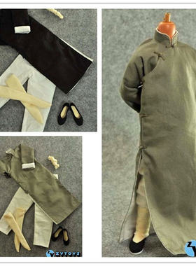 1/6兵人服饰 李小龙石坚 灰色长袍 黑色长袍功夫套装模型 现货