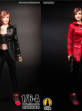 1/6女兵人衣服 TYM099 女款 中长皮衣 适合大胸包胶兵人素体 现货