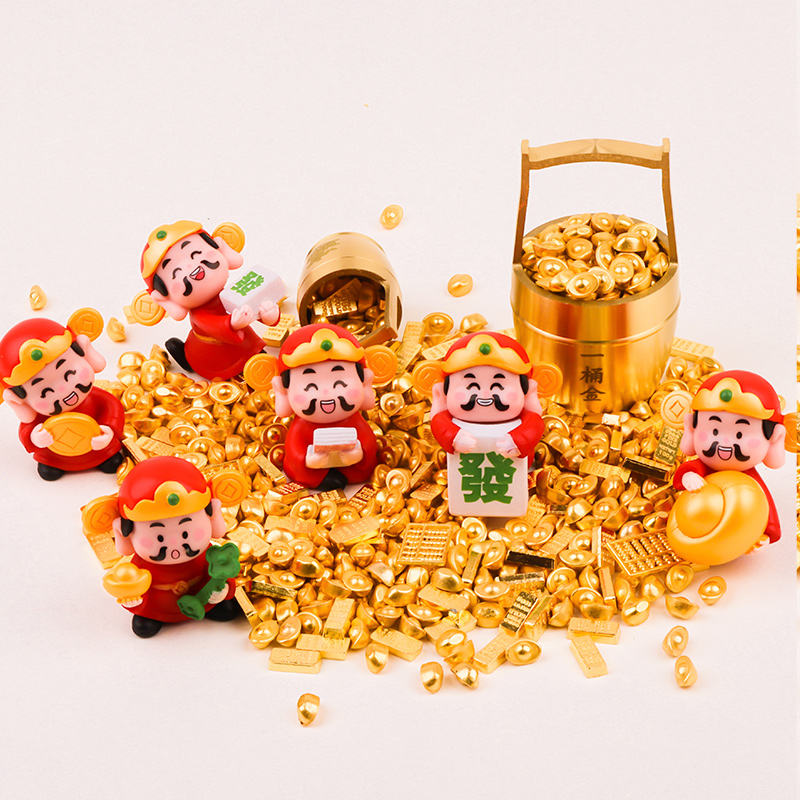 一桶金实心沙金黄铜金元宝金条道具桌面摆件聚财桶聚宝盆开业招财