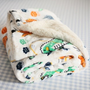 【超值特价】出口款办公室午睡小被子可爱卡通儿童双层羊羔绒毯子