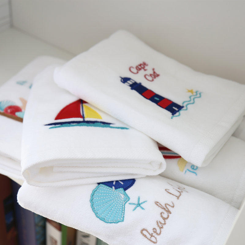 出口纯棉割绒白色毛巾面巾 精美绣花成人洗脸毛巾 吸水加厚情侣用