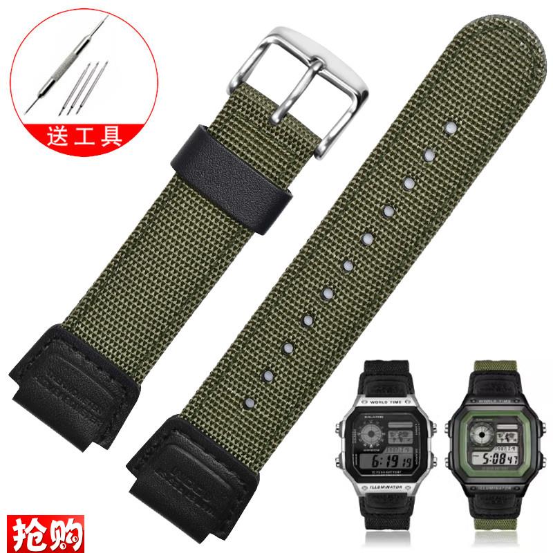 原装适用泽芯尼龙手表带卡西欧AE-1200A158/159SGW-300H/400/W-21